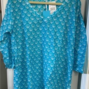 Blue Shell Print Women's Top